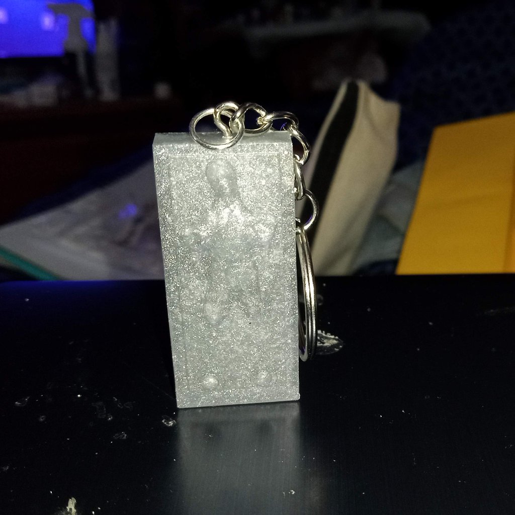 Handmade Silver Han Solo In Carbonite Keychain